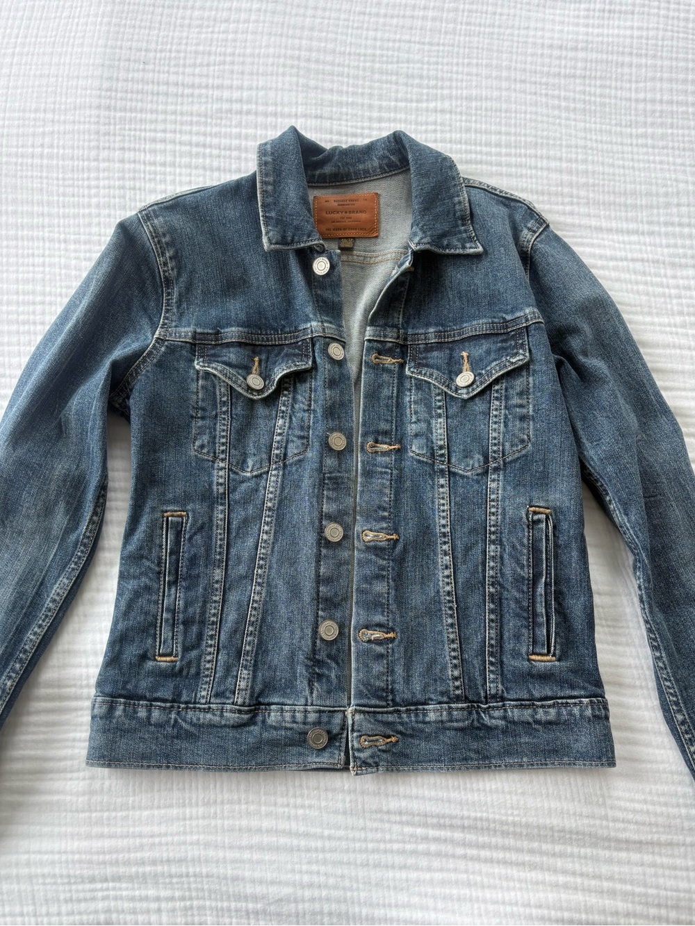 Lucky Brand Tomboy Trucker Denim Jacket Size XS Medium Wash Blue Women’s